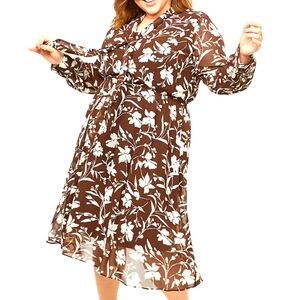 Lane Bryant Brown Floral Midi Dress